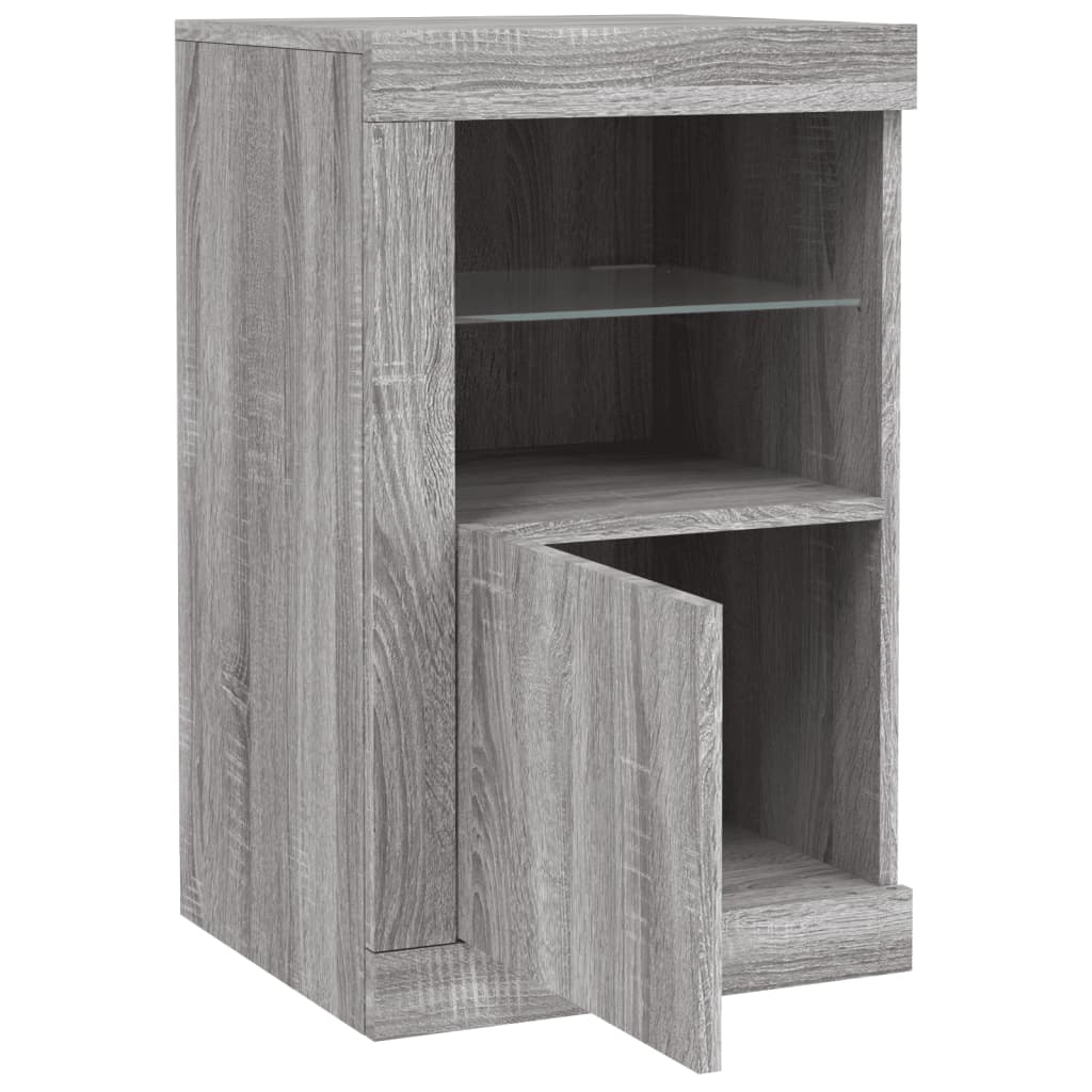 Bijzetkast met LED bewerkt hout grijs sonoma is nu te koop bij PeponiXL, paradijselijk wonen!
