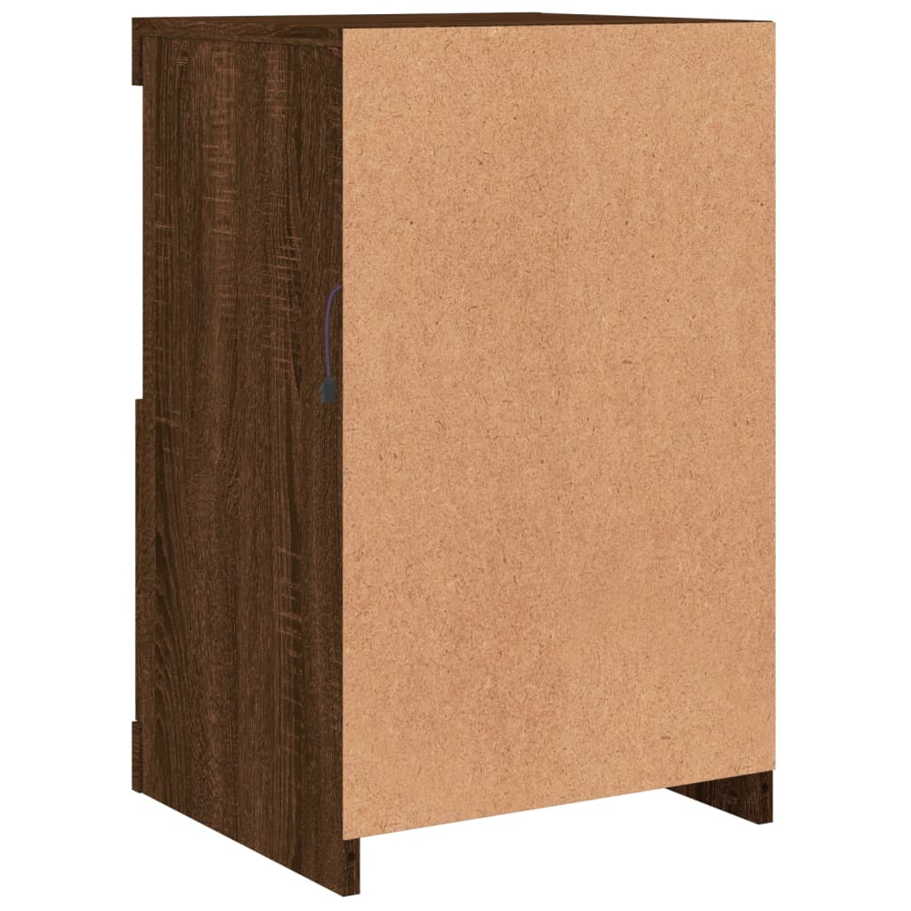 Bijzetkast met LED-verlichting bewerkt hout bruin eikenkleur is nu te koop bij PeponiXL, paradijselijk wonen!