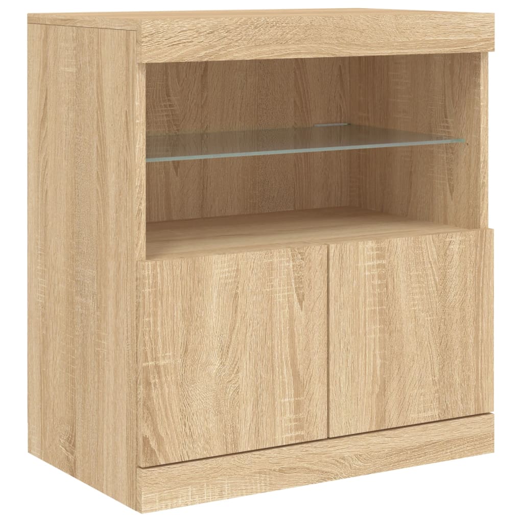 Dressoir met LED-verlichting 60x37x67 cm sonoma eikenkleurig is nu te koop bij PeponiXL, paradijselijk wonen!