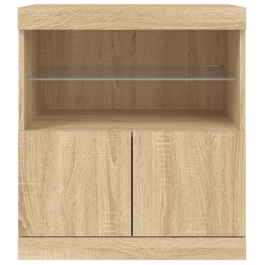 Dressoir met LED-verlichting 60x37x67 cm sonoma eikenkleurig is nu te koop bij PeponiXL, paradijselijk wonen!