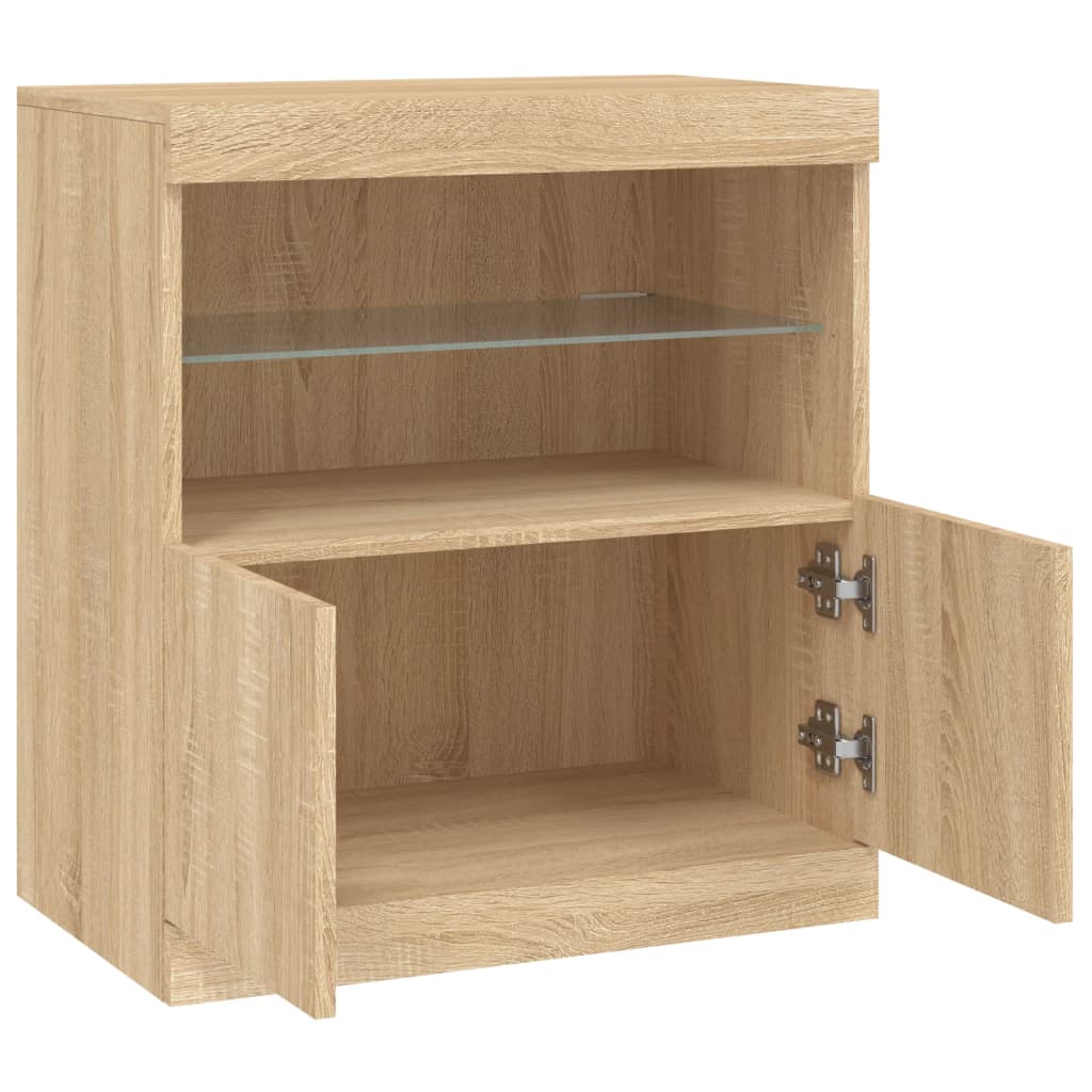 Dressoir met LED-verlichting 60x37x67 cm sonoma eikenkleurig is nu te koop bij PeponiXL, paradijselijk wonen!