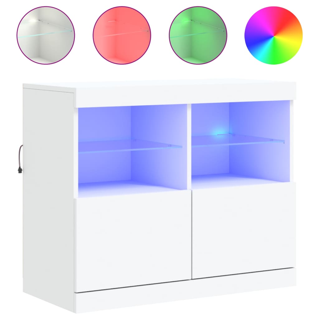 Dressoir met LED-verlichting 81x37x67 cm wit is nu te koop bij PeponiXL, paradijselijk wonen!