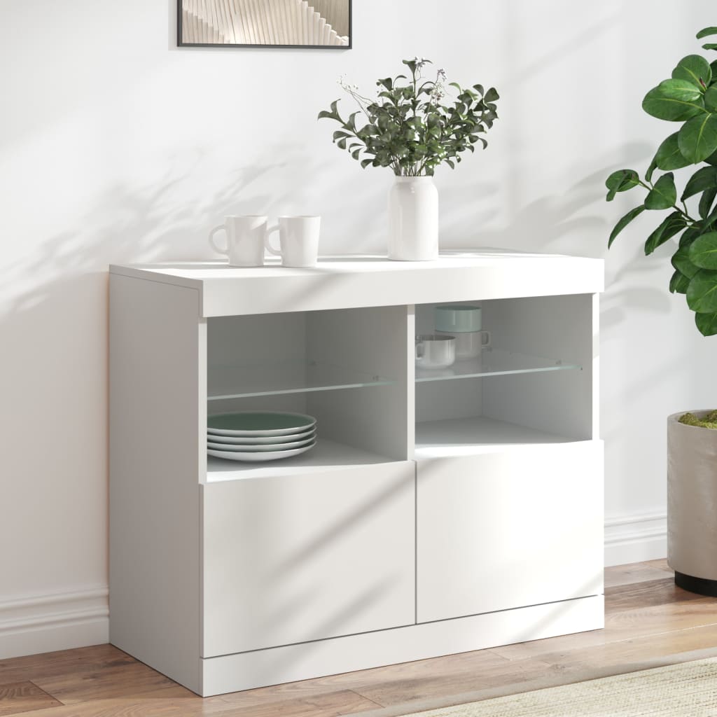 Dressoir met LED-verlichting 81x37x67 cm wit is nu te koop bij PeponiXL, paradijselijk wonen!