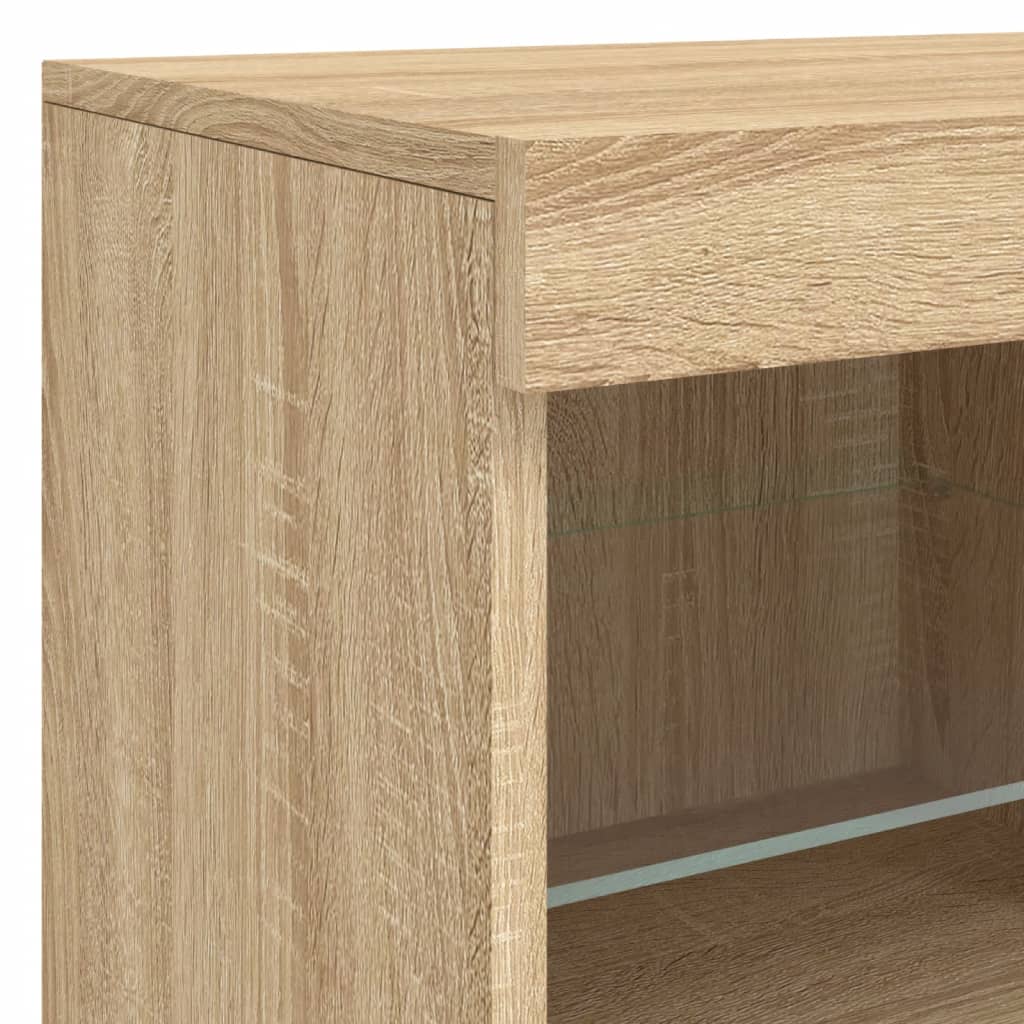 Dressoir met LED-verlichting 81x37x67 cm sonoma eikenkleurig is nu te koop bij PeponiXL, paradijselijk wonen!
