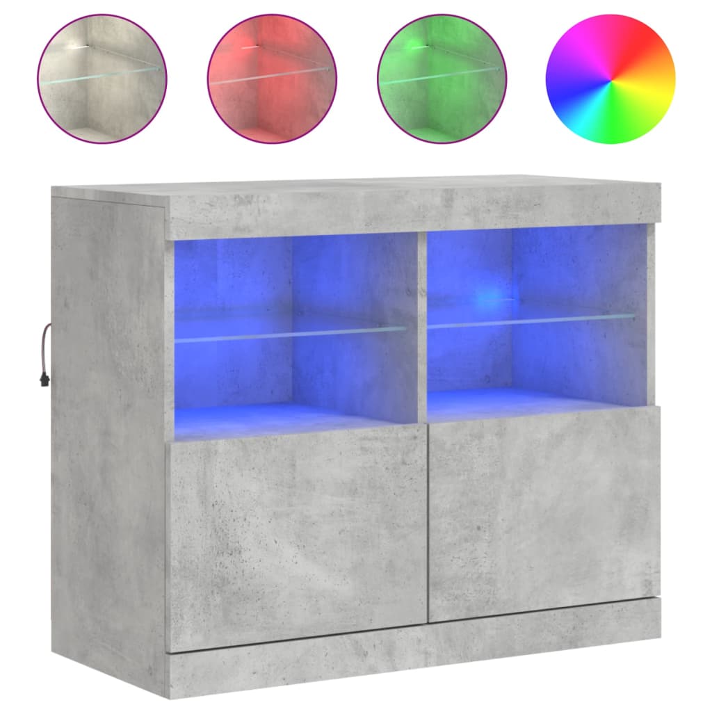 Dressoir met LED-verlichting 81x37x67 cm betongrijs is nu te koop bij PeponiXL, paradijselijk wonen!