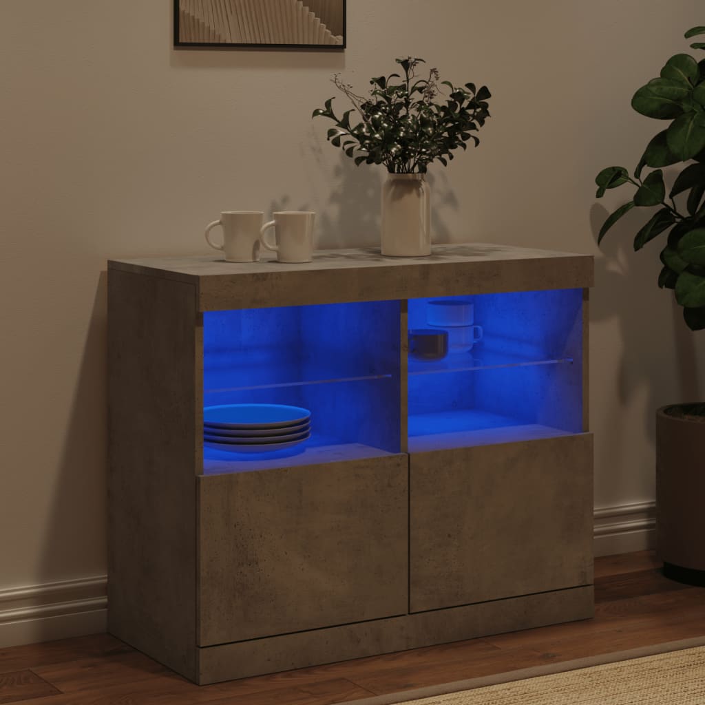 Dressoir met LED-verlichting 81x37x67 cm betongrijs is nu te koop bij PeponiXL, paradijselijk wonen!