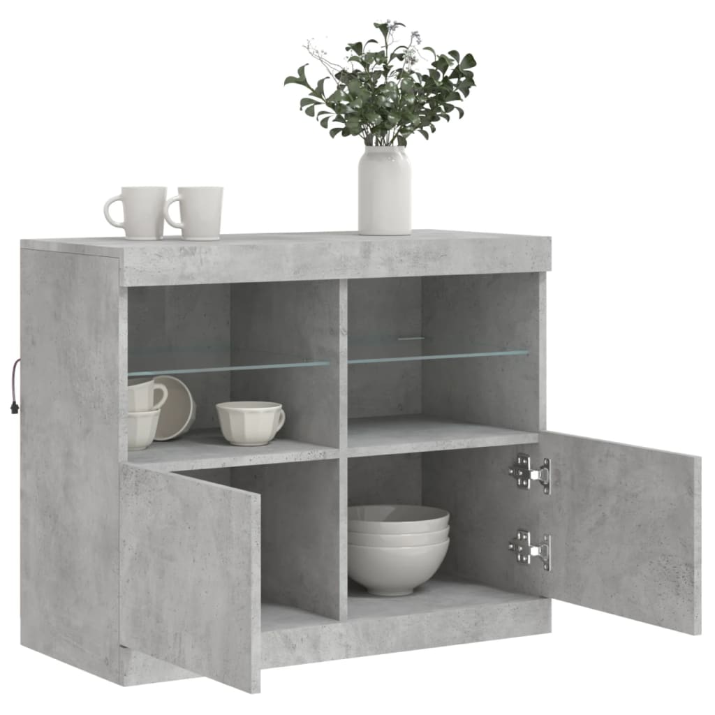 Dressoir met LED-verlichting 81x37x67 cm betongrijs is nu te koop bij PeponiXL, paradijselijk wonen!