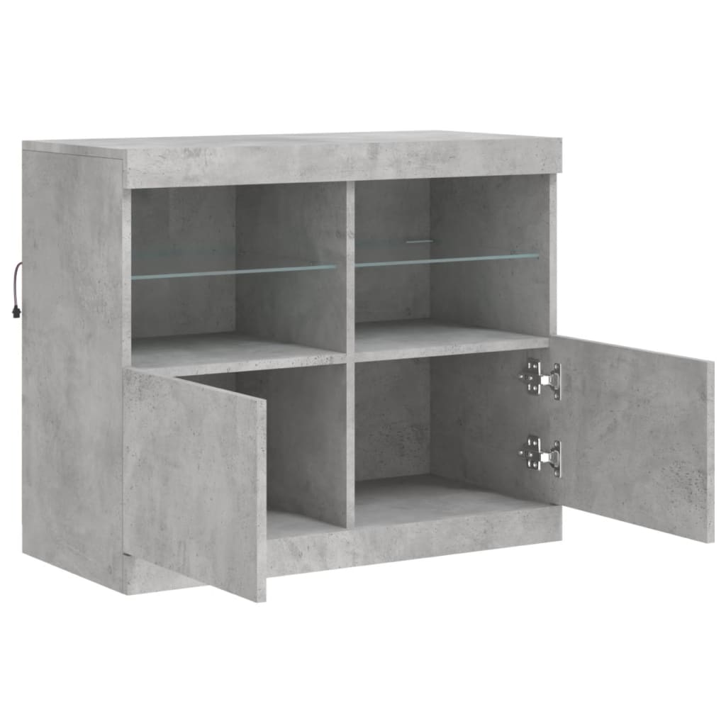 Dressoir met LED-verlichting 81x37x67 cm betongrijs is nu te koop bij PeponiXL, paradijselijk wonen!