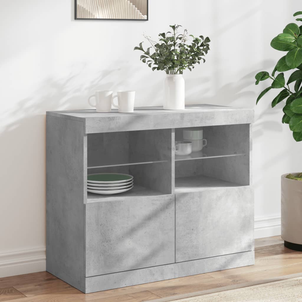 Dressoir met LED-verlichting 81x37x67 cm betongrijs is nu te koop bij PeponiXL, paradijselijk wonen!