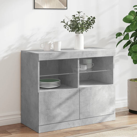 Dressoir met LED-verlichting 81x37x67 cm betongrijs is nu te koop bij PeponiXL, paradijselijk wonen!