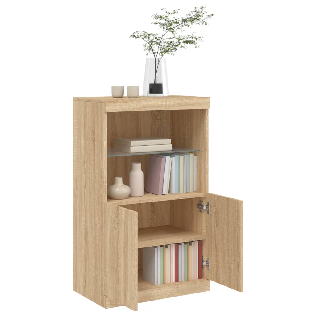 Dressoir met LED-verlichting 60,5x37x100 cm sonoma eikenkleurig is nu te koop bij PeponiXL, paradijselijk wonen!