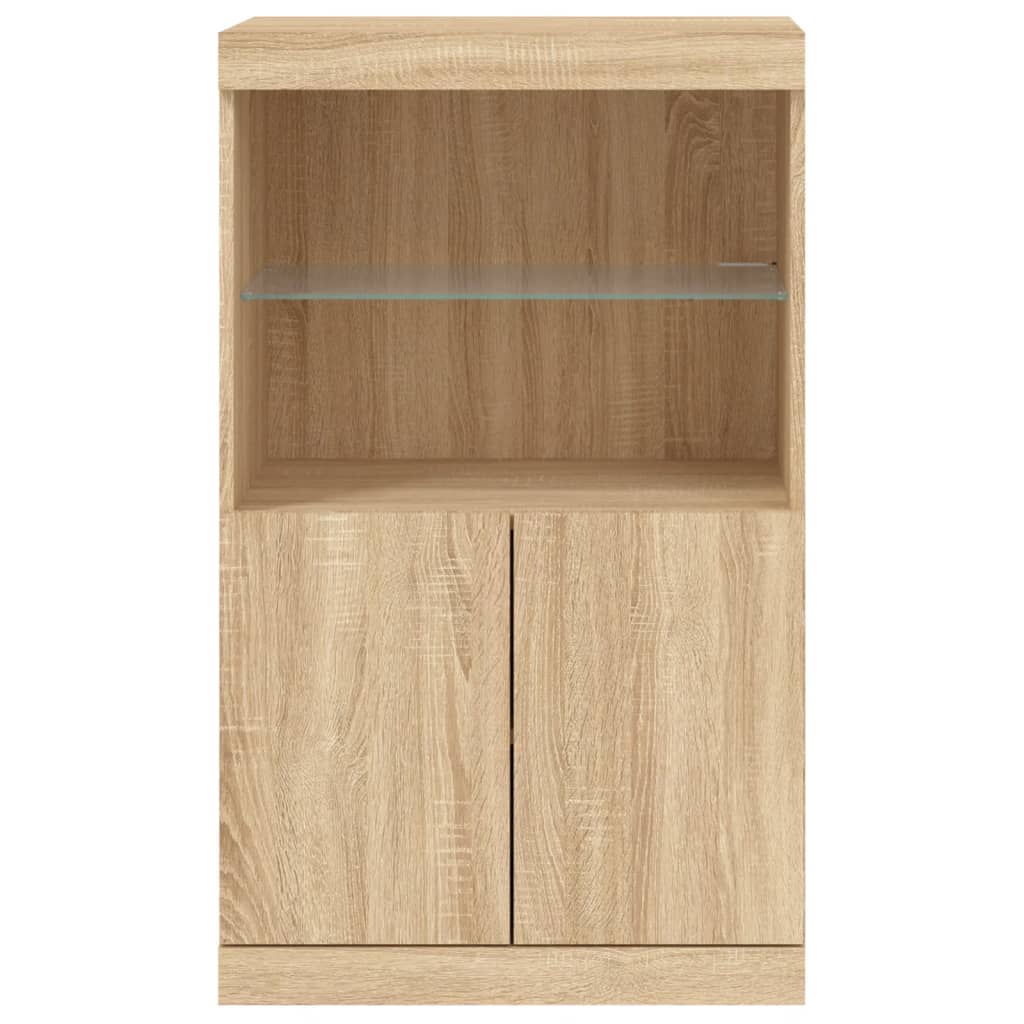 Dressoir met LED-verlichting 60,5x37x100 cm sonoma eikenkleurig is nu te koop bij PeponiXL, paradijselijk wonen!