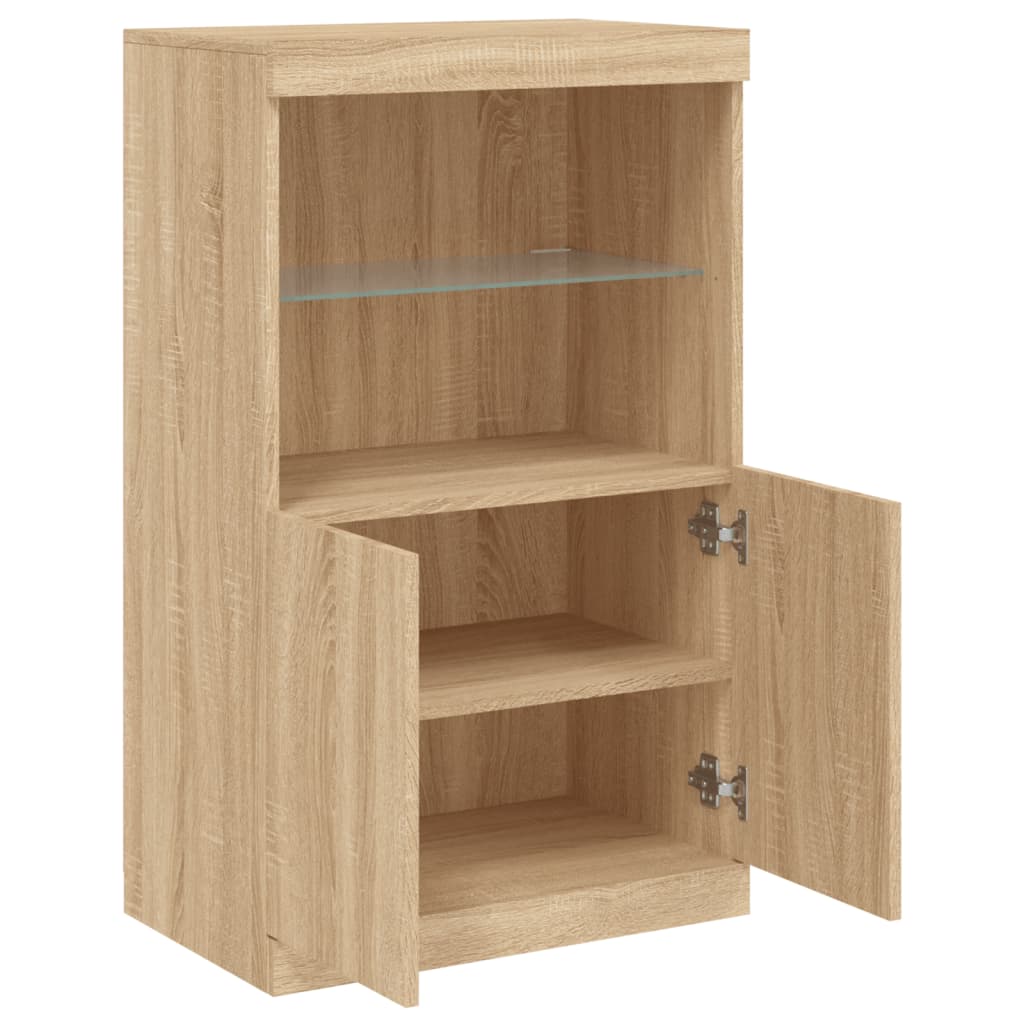 Dressoir met LED-verlichting 60,5x37x100 cm sonoma eikenkleurig is nu te koop bij PeponiXL, paradijselijk wonen!