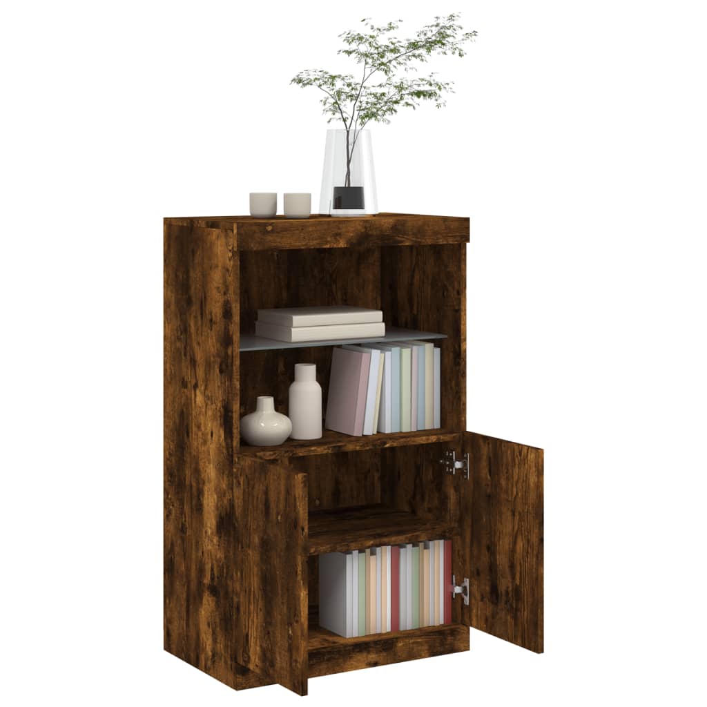 Dressoir met LED-verlichting 60,5x37x100 cm gerookt eikenkleur is nu te koop bij PeponiXL, paradijselijk wonen!
