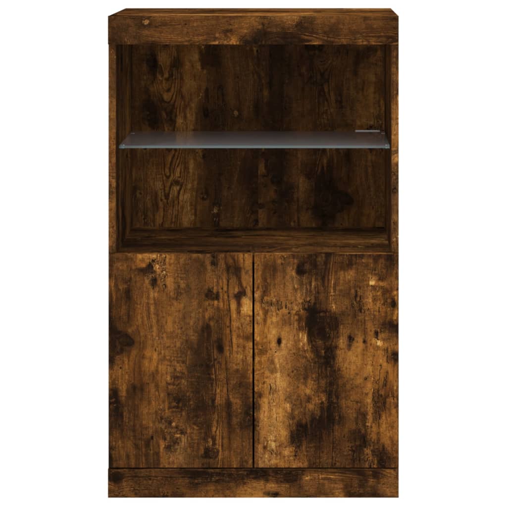 Dressoir met LED-verlichting 60,5x37x100 cm gerookt eikenkleur is nu te koop bij PeponiXL, paradijselijk wonen!