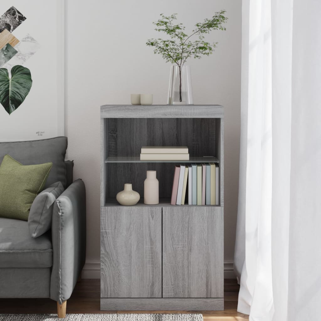 Dressoir met LED-verlichting 60,5x37x100 cm grijs sonoma eiken is nu te koop bij PeponiXL, paradijselijk wonen!