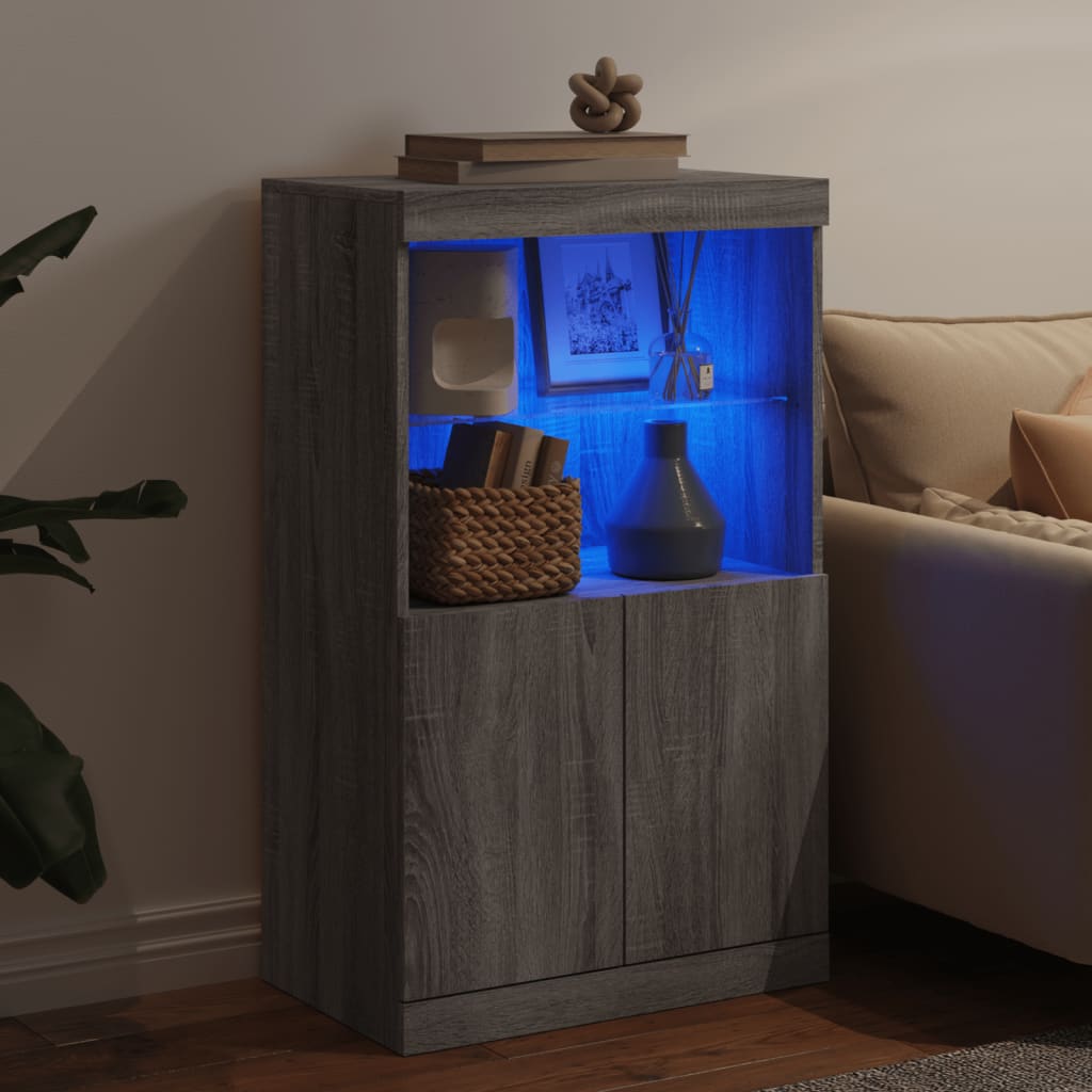 Dressoir met LED-verlichting 60,5x37x100 cm grijs sonoma eiken is nu te koop bij PeponiXL, paradijselijk wonen!