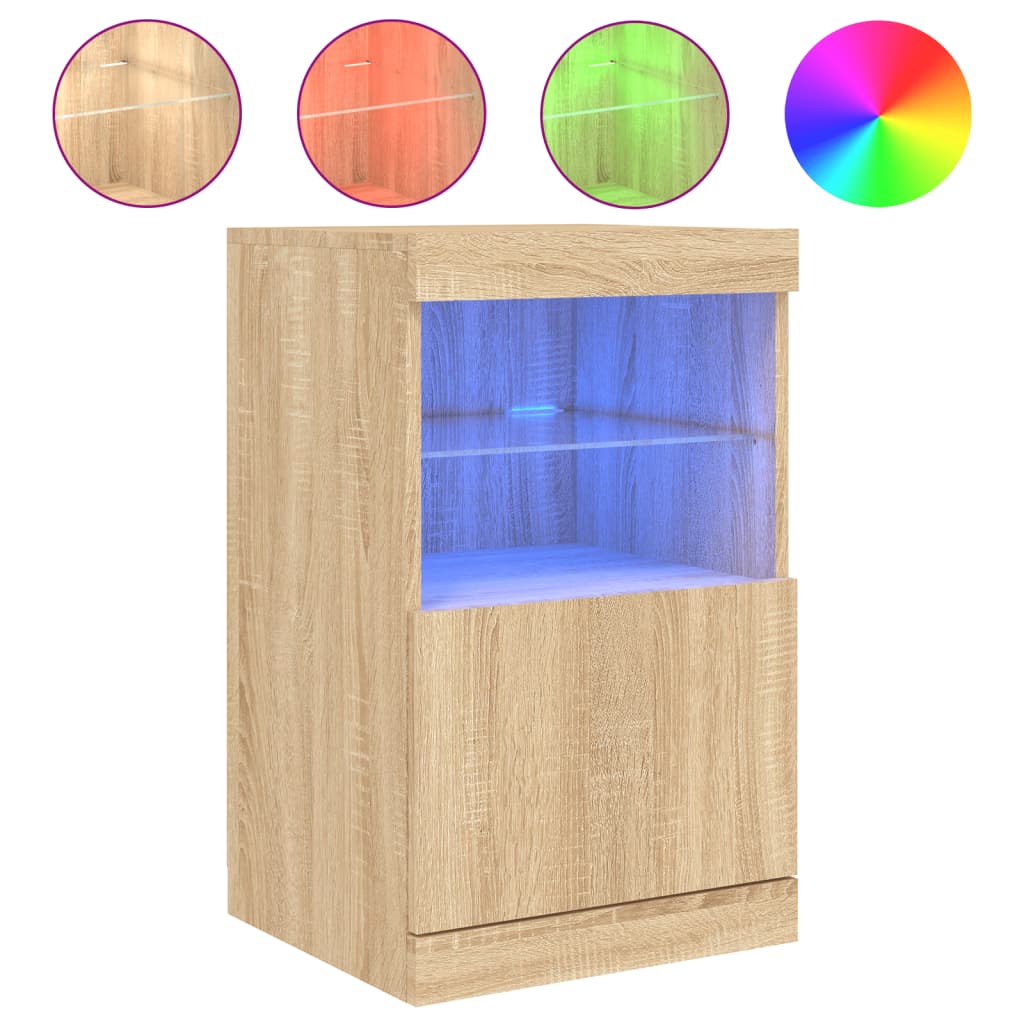 Dressoir met LED-verlichting 41x37x67 cm sonoma eikenkleurig is nu te koop bij PeponiXL, paradijselijk wonen!