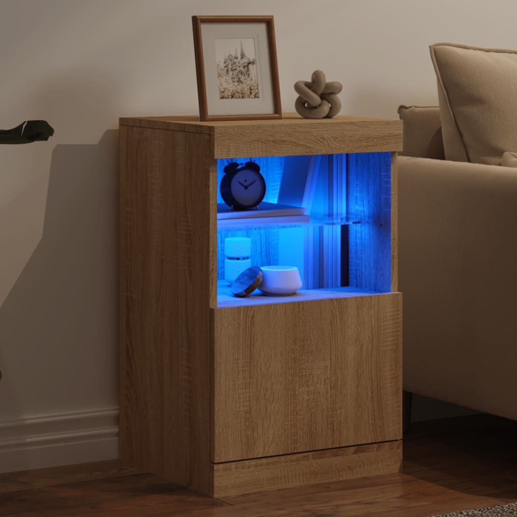 Dressoir met LED-verlichting 41x37x67 cm sonoma eikenkleurig is nu te koop bij PeponiXL, paradijselijk wonen!
