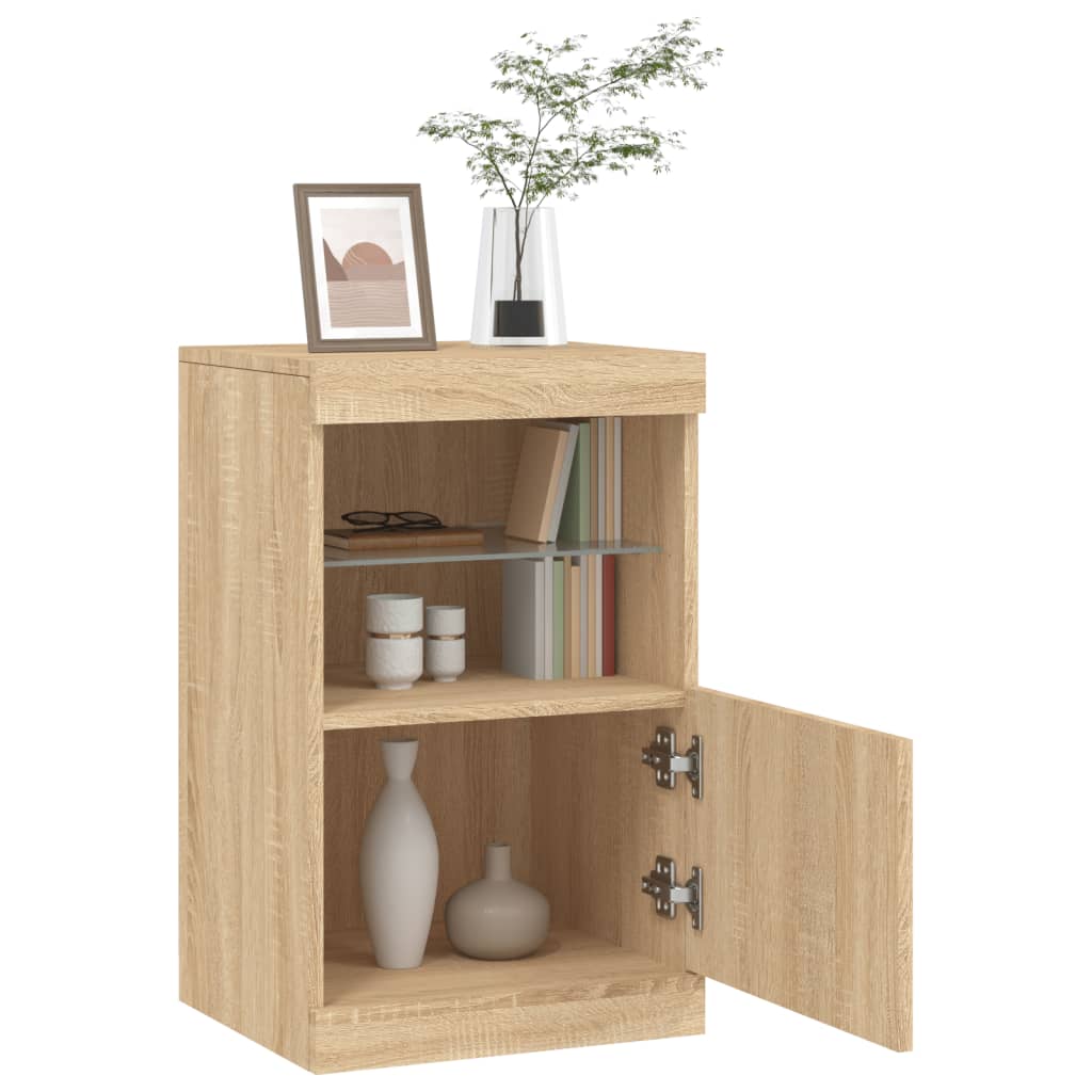 Dressoir met LED-verlichting 41x37x67 cm sonoma eikenkleurig is nu te koop bij PeponiXL, paradijselijk wonen!