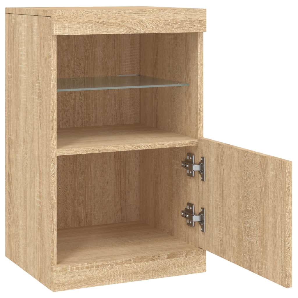Dressoir met LED-verlichting 41x37x67 cm sonoma eikenkleurig is nu te koop bij PeponiXL, paradijselijk wonen!