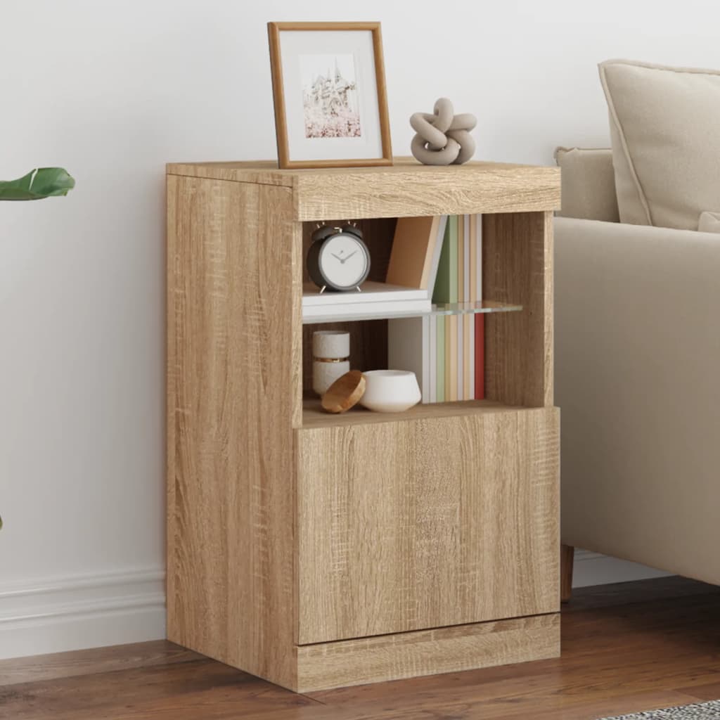 Dressoir met LED-verlichting 41x37x67 cm sonoma eikenkleurig is nu te koop bij PeponiXL, paradijselijk wonen!