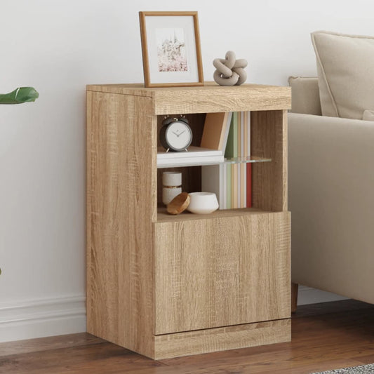 Dressoir met LED-verlichting 41x37x67 cm sonoma eikenkleurig is nu te koop bij PeponiXL, paradijselijk wonen!