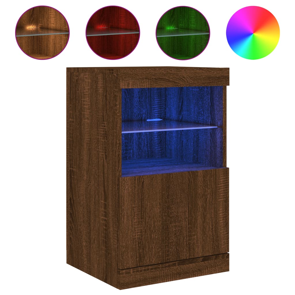 Dressoir met LED-verlichting 41x37x67 cm bruin eikenkleur is nu te koop bij PeponiXL, paradijselijk wonen!
