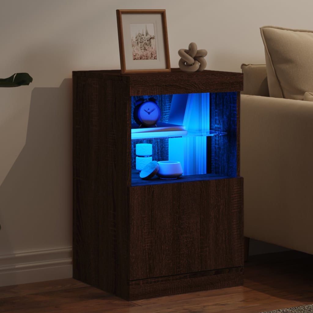 Dressoir met LED-verlichting 41x37x67 cm bruin eikenkleur is nu te koop bij PeponiXL, paradijselijk wonen!