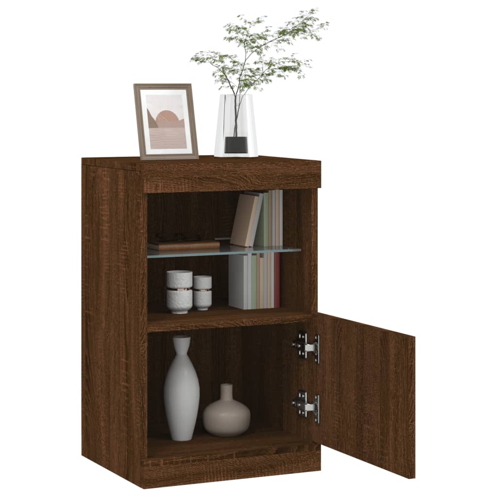 Dressoir met LED-verlichting 41x37x67 cm bruin eikenkleur is nu te koop bij PeponiXL, paradijselijk wonen!