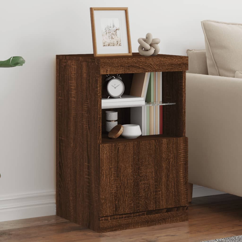 Dressoir met LED-verlichting 41x37x67 cm bruin eikenkleur is nu te koop bij PeponiXL, paradijselijk wonen!