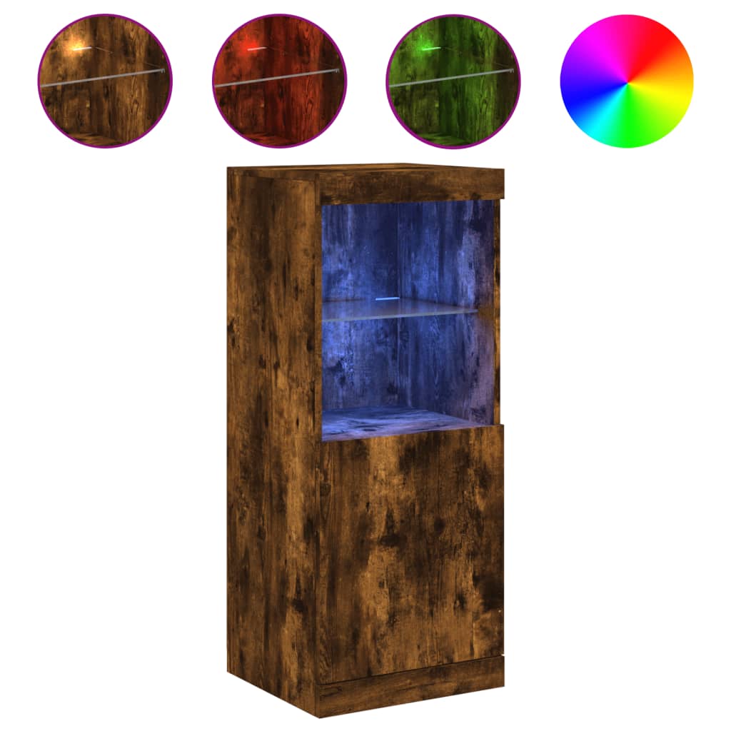 Dressoir met LED-verlichting 41x37x100 cm gerookt eikenkleurig is nu te koop bij PeponiXL, paradijselijk wonen!