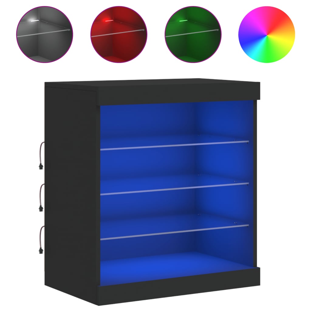 Dressoir met LED-verlichting 60,5x37x67 cm zwart is nu te koop bij PeponiXL, paradijselijk wonen!