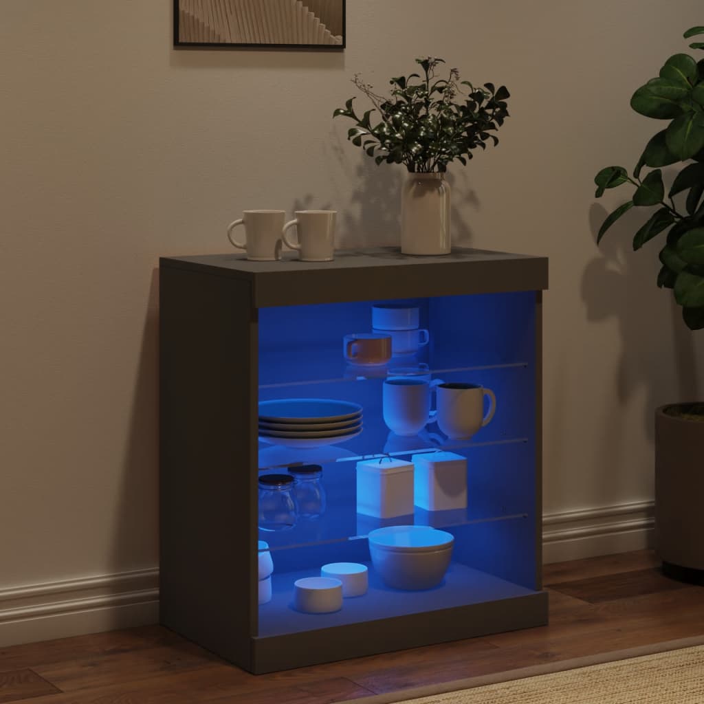 Dressoir met LED-verlichting 60,5x37x67 cm zwart is nu te koop bij PeponiXL, paradijselijk wonen!