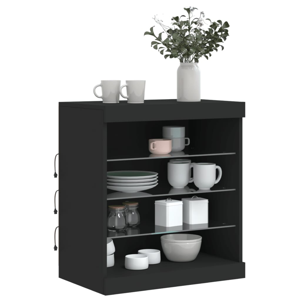 Dressoir met LED-verlichting 60,5x37x67 cm zwart is nu te koop bij PeponiXL, paradijselijk wonen!