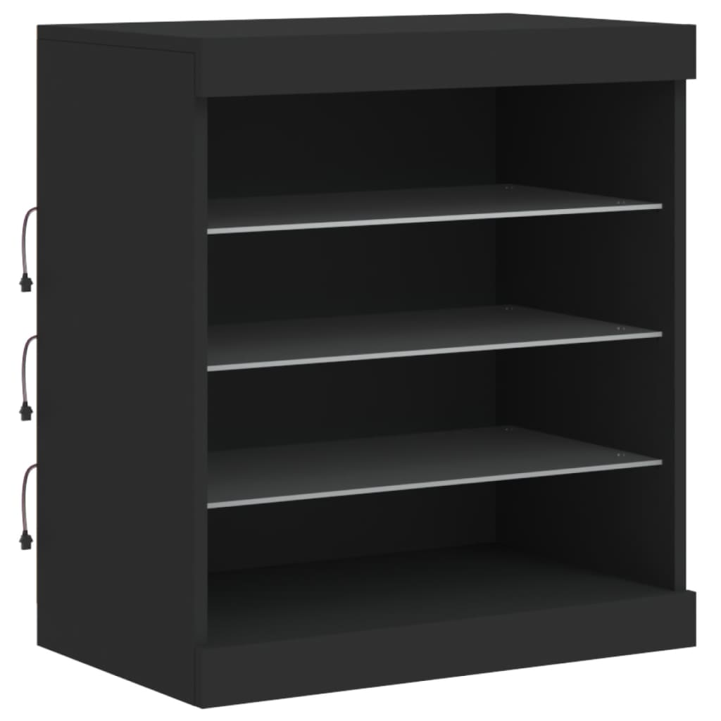 Dressoir met LED-verlichting 60,5x37x67 cm zwart is nu te koop bij PeponiXL, paradijselijk wonen!