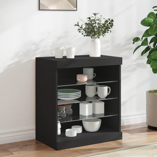 Dressoir met LED-verlichting 60,5x37x67 cm zwart is nu te koop bij PeponiXL, paradijselijk wonen!