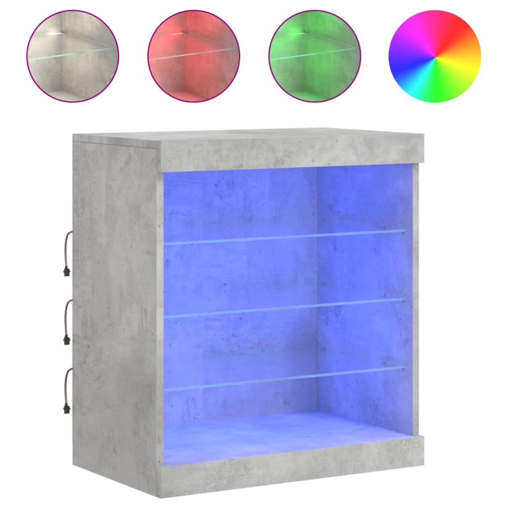 Dressoir met LED-verlichting 60,5x37x67 cm betongrijs is nu te koop bij PeponiXL, paradijselijk wonen!