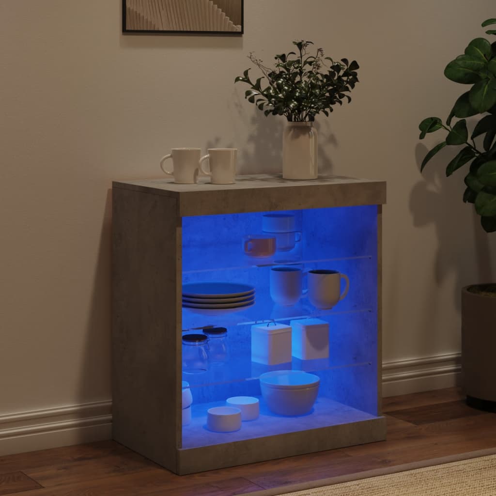 Dressoir met LED-verlichting 60,5x37x67 cm betongrijs is nu te koop bij PeponiXL, paradijselijk wonen!