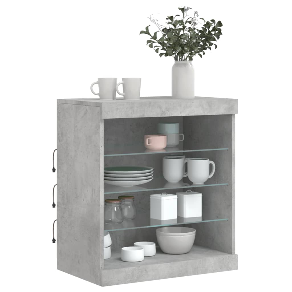 Dressoir met LED-verlichting 60,5x37x67 cm betongrijs is nu te koop bij PeponiXL, paradijselijk wonen!