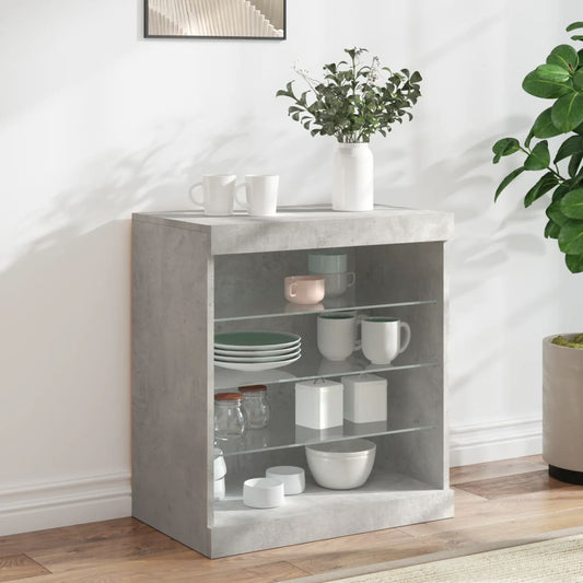 Dressoir met LED-verlichting 60,5x37x67 cm betongrijs is nu te koop bij PeponiXL, paradijselijk wonen!