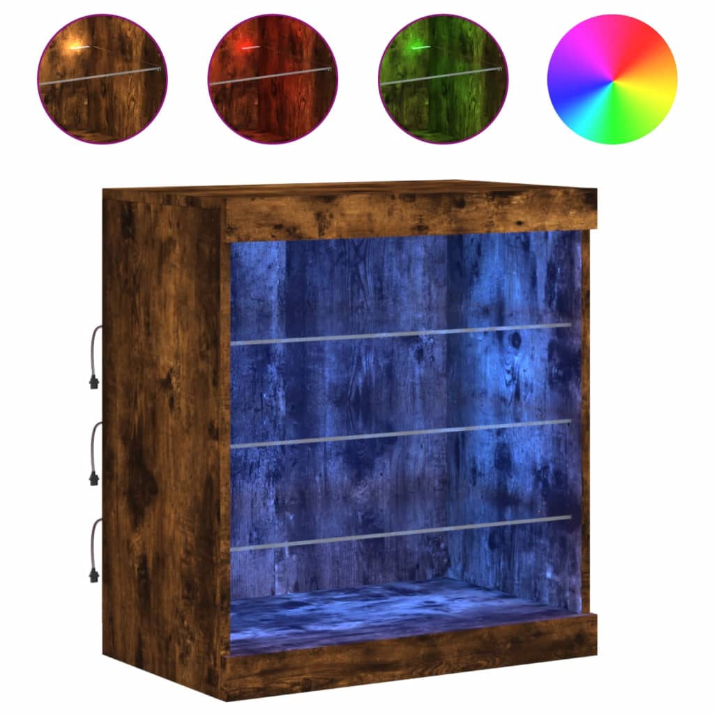 Dressoir met LED-verlichting 60,5x37x67 cm gerookt eikenkleur is nu te koop bij PeponiXL, paradijselijk wonen!