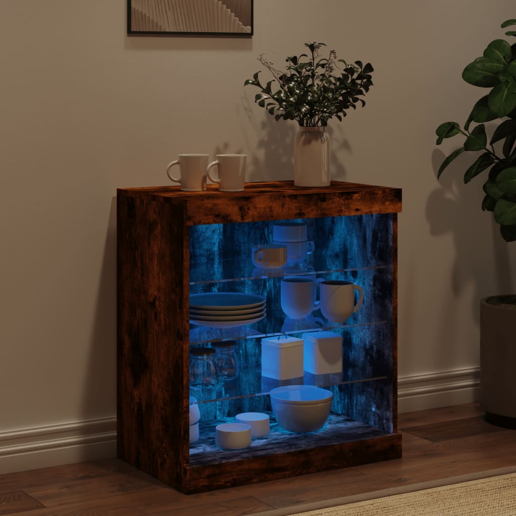 Dressoir met LED-verlichting 60,5x37x67 cm gerookt eikenkleur is nu te koop bij PeponiXL, paradijselijk wonen!