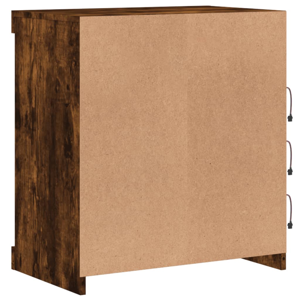 Dressoir met LED-verlichting 60,5x37x67 cm gerookt eikenkleur is nu te koop bij PeponiXL, paradijselijk wonen!