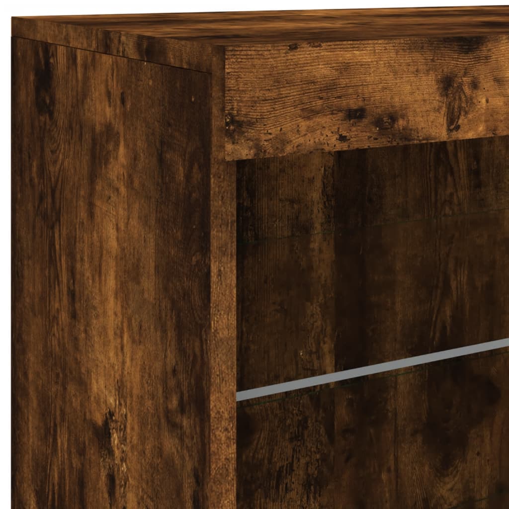 Dressoir met LED-verlichting 60,5x37x67 cm gerookt eikenkleur is nu te koop bij PeponiXL, paradijselijk wonen!