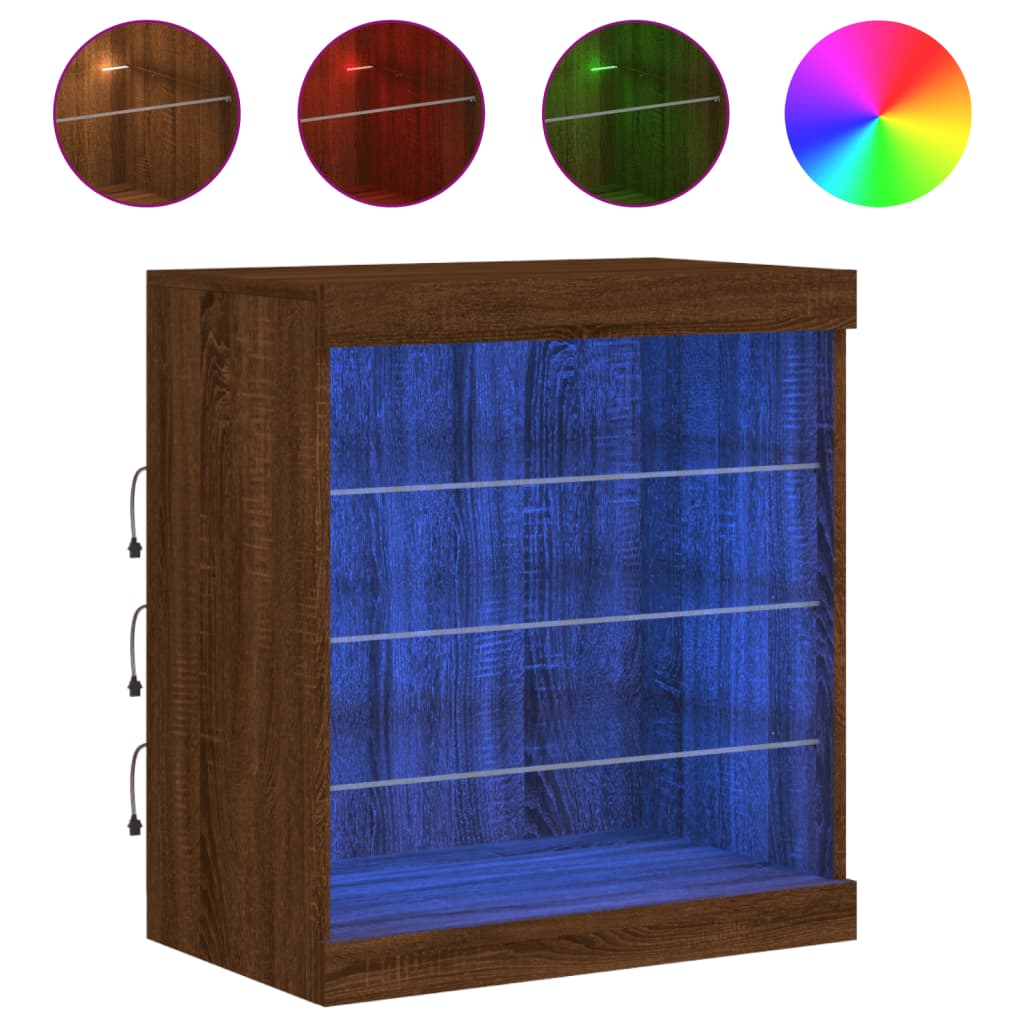 Dressoir met LED-verlichting 60,5x37x67 cm bruin eikenkleur is nu te koop bij PeponiXL, paradijselijk wonen!