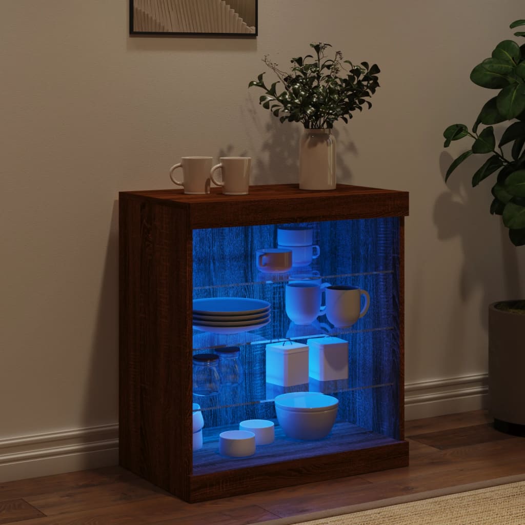 Dressoir met LED-verlichting 60,5x37x67 cm bruin eikenkleur is nu te koop bij PeponiXL, paradijselijk wonen!
