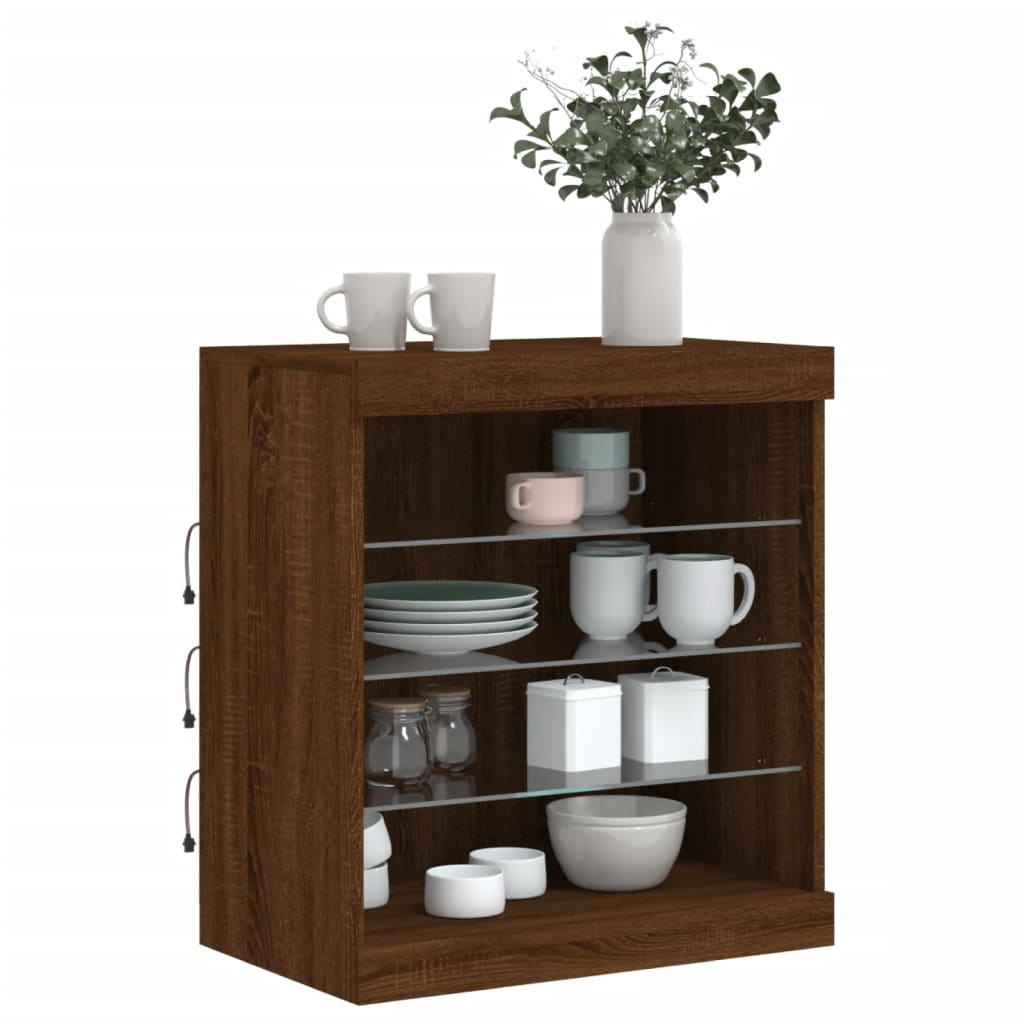 Dressoir met LED-verlichting 60,5x37x67 cm bruin eikenkleur is nu te koop bij PeponiXL, paradijselijk wonen!