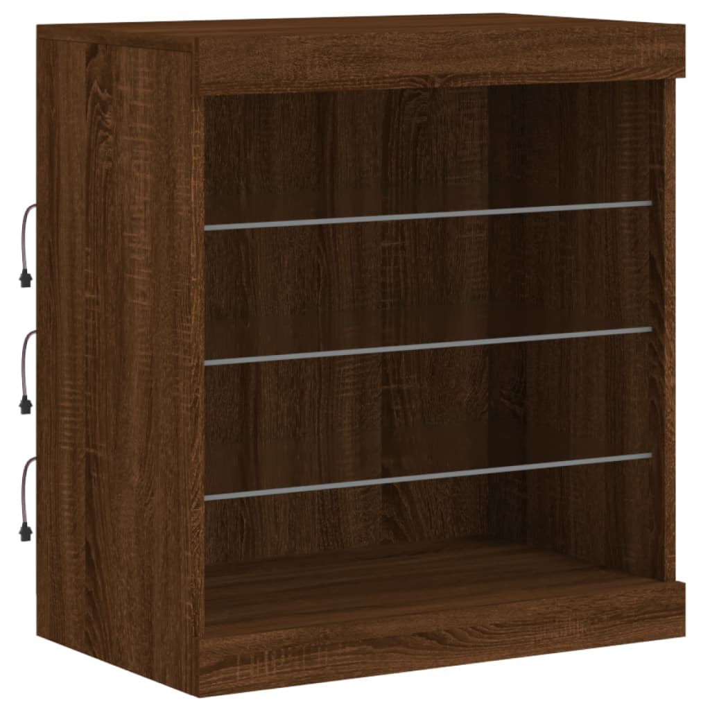Dressoir met LED-verlichting 60,5x37x67 cm bruin eikenkleur is nu te koop bij PeponiXL, paradijselijk wonen!