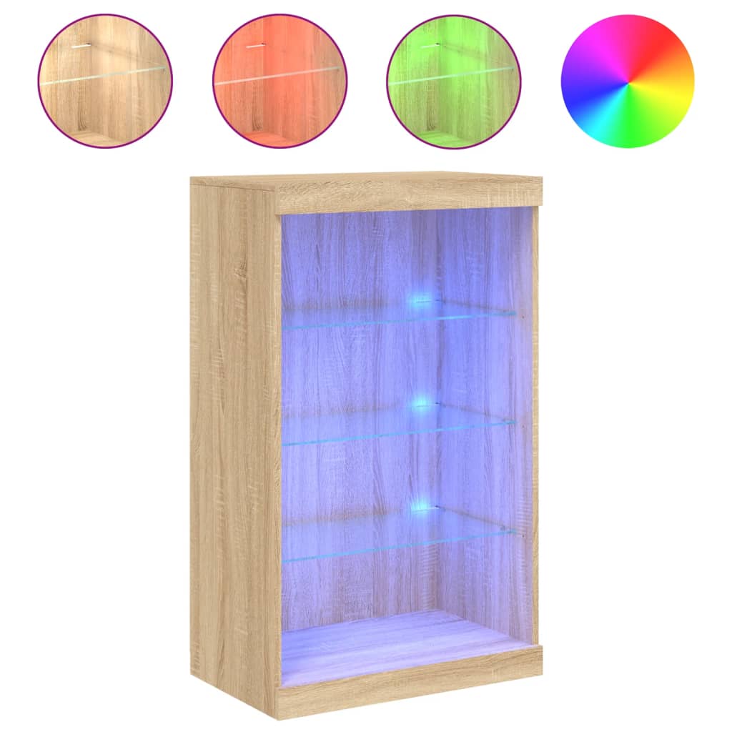 Dressoir met LED-verlichting 60,5x37x100 cm sonoma eikenkleurig is nu te koop bij PeponiXL, paradijselijk wonen!